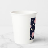 Blauw en roze groot stippatroon papieren bekers (Voorkant)