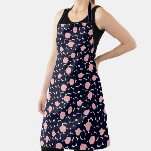 Blauw en roze groot stippatroon schort