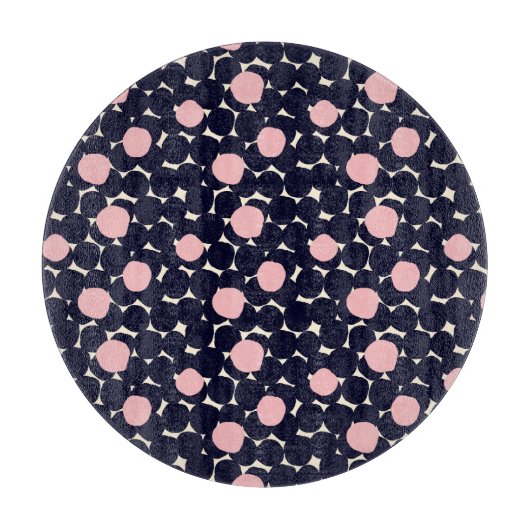 Blauw en roze groot stippatroon snijplank (Voorkant)