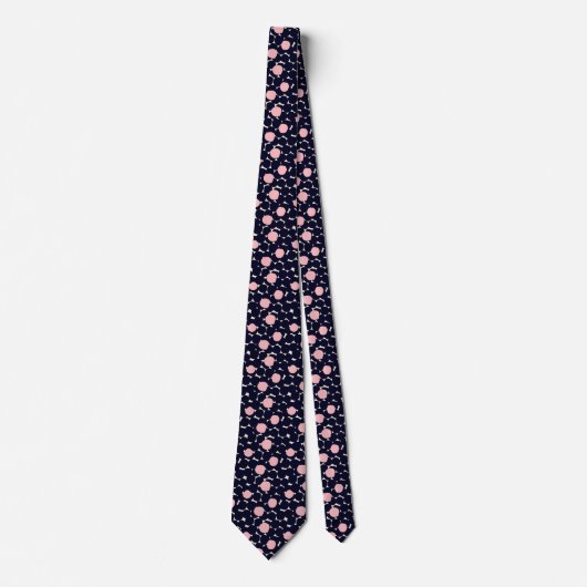 Blauw en roze groot stippatroon stropdas (Voorkant)