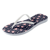 Blauw en roze groot stippatroon teenslippers (Schuin)