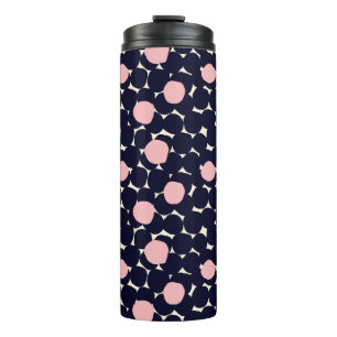 Blauw en roze groot stippatroon thermosbeker