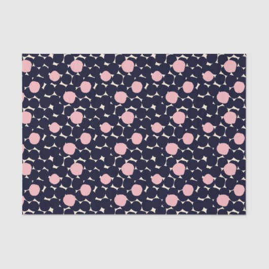 Blauw en roze groot stippatroon tissuepapier (Voorkant)