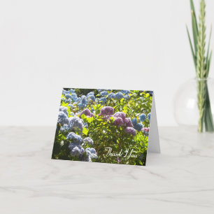 Blauw en roze hydrangea Dank u wel Bedankkaart