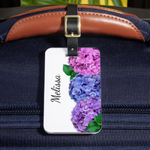 Blauw en Roze Hydrangea Flowers Aangepast Bagagela Bagagelabel