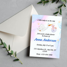 Blauw en roze illustratief Baby shower