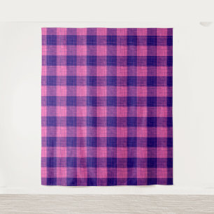 Blauw en roze kruisraster geruit ontwerp wandkleed