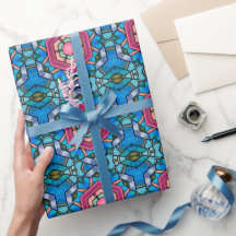 Blauw en roze kunstdeco-gekleurde  stijl van glas