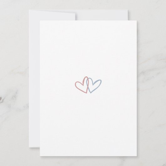 Blauw en Roze Liefdesharten Geslacht Reveal Feestj Kaart (Achterkant)