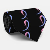 Blauw en roze lint A4 van borstkanker bij mannen Stropdas (Opgerold)