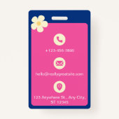 Blauw en roze minimalistische homeschool ID-kaart Badge (Achterkant)