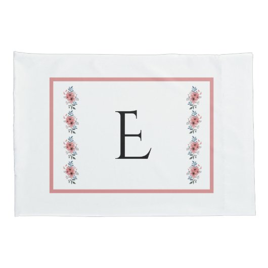 Blauw en Roze Monogramed Kussensloop Reeks (Achterkant-Rechts)