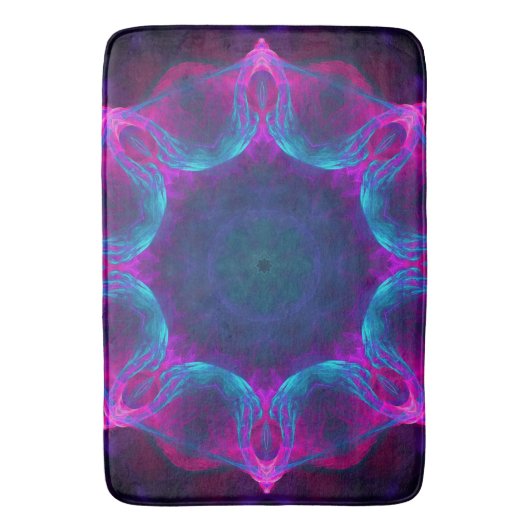 Blauw- en roze neon Dark Kaleidoscope gradiënt Badmat (Voorkant Verticaal)