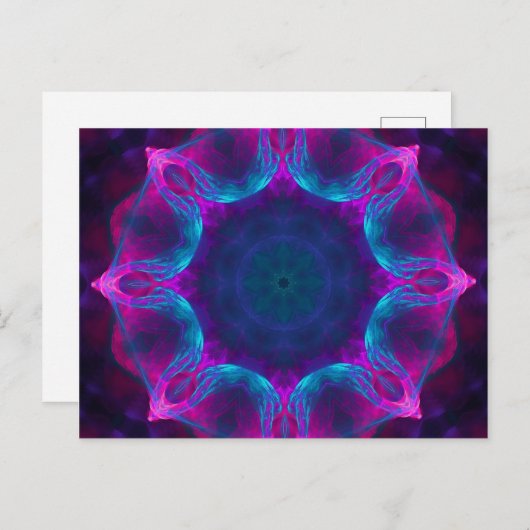Blauw- en roze neon Dark Kaleidoscope gradiënt Briefkaart (Voorkant / Achterkant)
