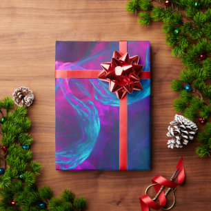 Blauw- en roze neon Dark Kaleidoscope gradiënt Cadeaupapier