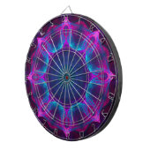 Blauw- en roze neon Dark Kaleidoscope gradiënt Dartbord (Voorkant Rechts)