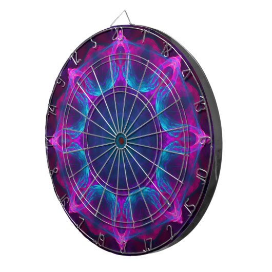 Blauw- en roze neon Dark Kaleidoscope gradiënt Dartbord (Voorkant Rechts)