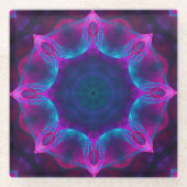 Blauw- en roze neon Dark Kaleidoscope gradiënt Glazen Onderzetter (Voorkant)