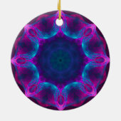 Blauw- en roze neon Dark Kaleidoscope gradiënt Keramisch Ornament (Achterkant)