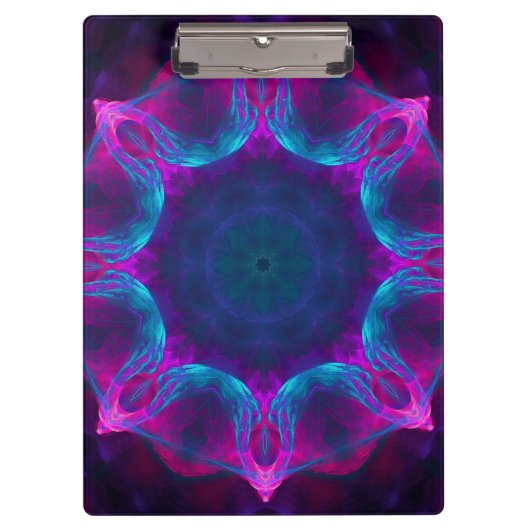 Blauw- en roze neon Dark Kaleidoscope gradiënt Klembord (Voorkant)