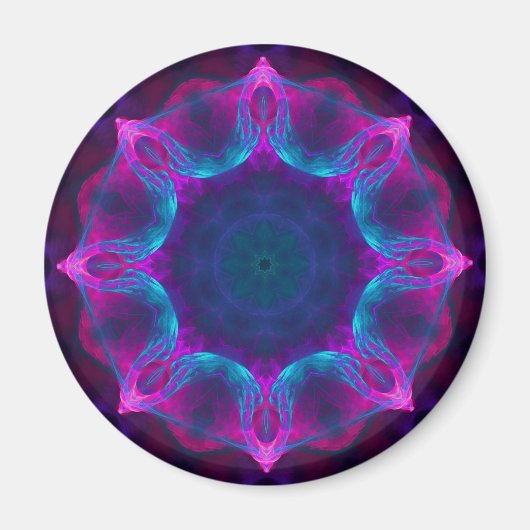 Blauw- en roze neon Dark Kaleidoscope gradiënt Magneet (Voorkant)