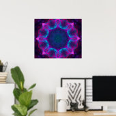 Blauw- en roze neon Dark Kaleidoscope gradiënt Poster (Thuiskantoor)
