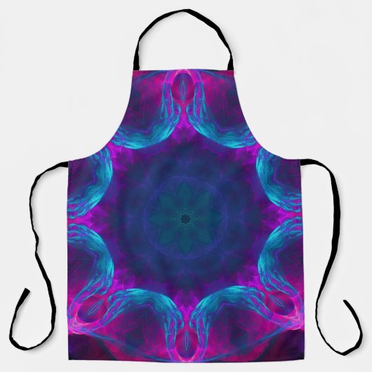 Blauw- en roze neon Dark Kaleidoscope gradiënt Schort (Voorkant)