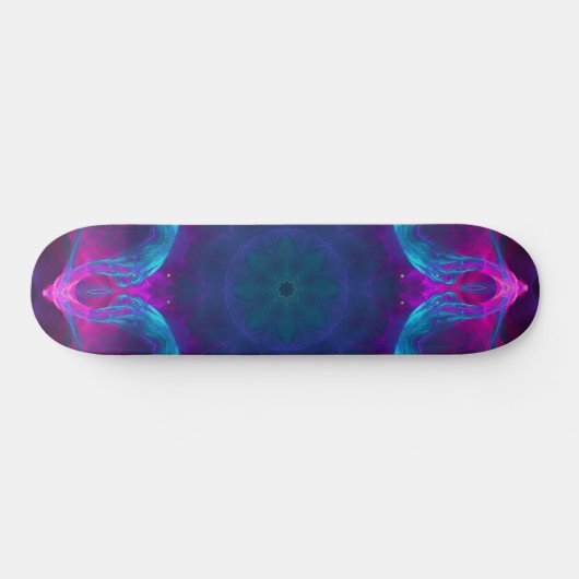 Blauw- en roze neon Dark Kaleidoscope gradiënt Skateboard (Horizontaal)