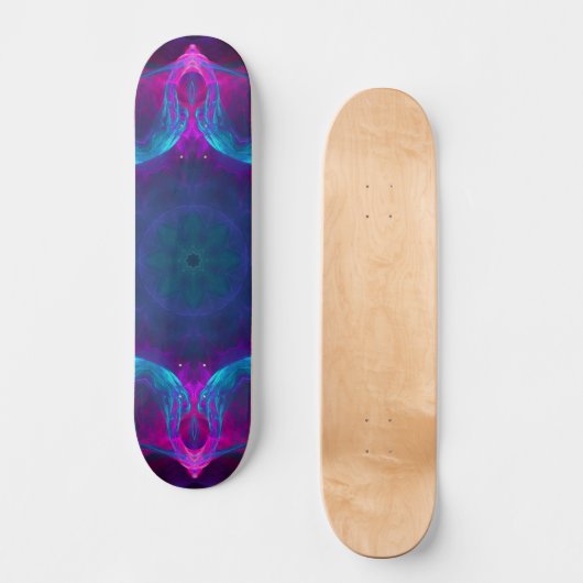 Blauw- en roze neon Dark Kaleidoscope gradiënt Skateboard (Voorkant)