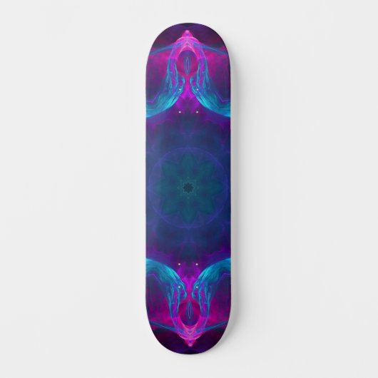 Blauw- en roze neon Dark Kaleidoscope gradiënt Skateboard (Voorkant)