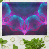 Blauw- en roze neon Dark Kaleidoscope gradiënt Theedoek (Gevouwen)