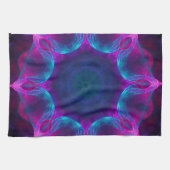 Blauw- en roze neon Dark Kaleidoscope gradiënt Theedoek (Horizontaal)