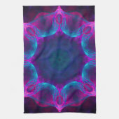 Blauw- en roze neon Dark Kaleidoscope gradiënt Theedoek (Verticaal)