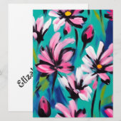 Blauw en roze ontwerp feestdagenkaart (Voorkant / Achterkant)