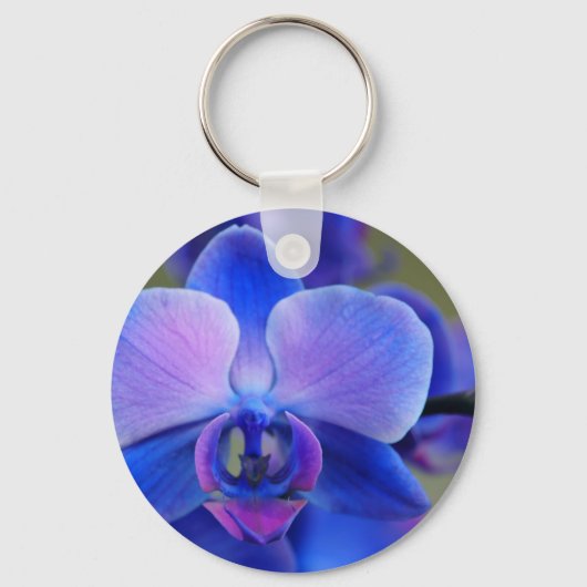 Blauw en roze orchidee sleutelhanger (Voorkant)
