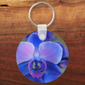 Blauw en roze orchidee sleutelhanger (Voorkant)