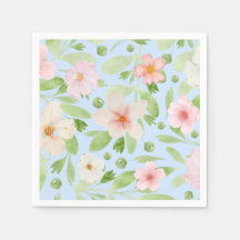 Blauw en roze pastel bloemmotief