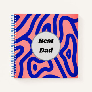 Blauw en roze patroon op een roze achtergrond notitieboek