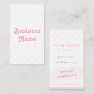 Blauw en Roze Polka Dots Visitekaartje