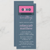 Blauw en Roze Retro Mixtape Bruiloft Kaart (Voorkant / Achterkant)