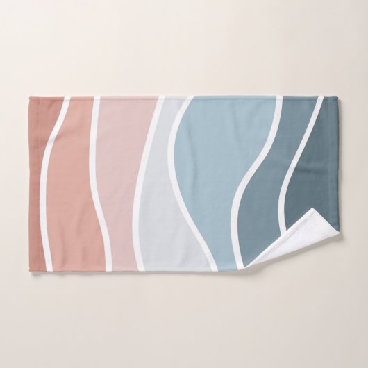 Blauw en roze retro stijl golven ontwerp bad handdoek (Handdoek)