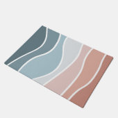 Blauw en roze retro stijl golven ontwerp deurmat (Schuin)