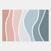 Blauw en roze retro stijl golven ontwerp inpakpapier vel (Voorkant 3)