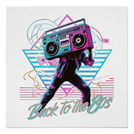 Blauw en Roze Retro Terug naar de jaren 80 Poster Perfect Poster