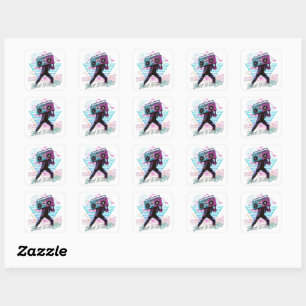 Blauw en Roze Retro Terug naar de jaren 80 Sticker