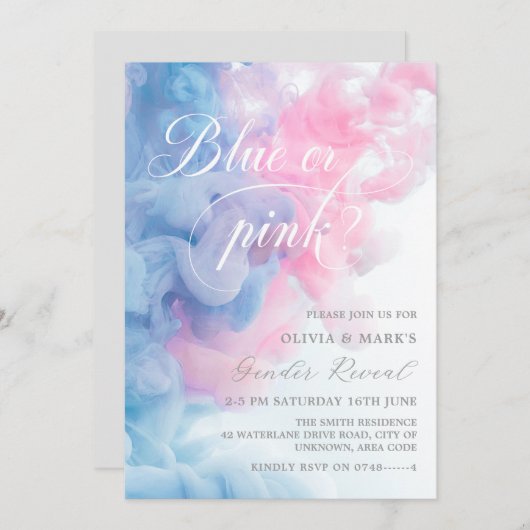 Blauw en roze roken Geslacht Kaart (Voorkant / Achterkant)