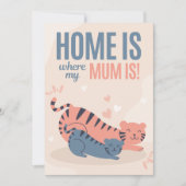 Blauw en Roze Thuis is waar mijn moeder is Moederd Feestdagenkaart (Voorkant)