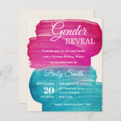Blauw en roze Verf Smear Genderonderzoek Uitnodigi (Voorkant / Achterkant)