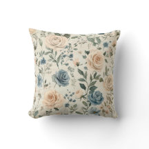 Blauw en roze vintage bloemmotief