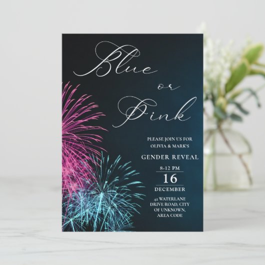 Blauw en roze vuurwerkster Vuurwerk Kaart (Staand voorkant)